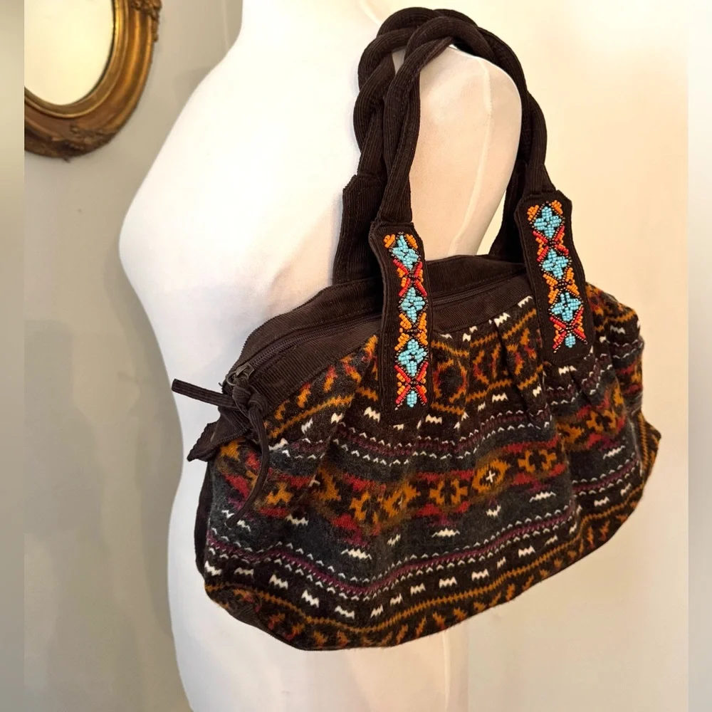 Nadara Retro Aztec Beaded Handbag vintage Fall Winter purse